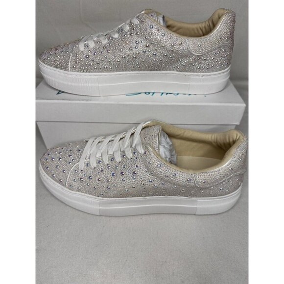 Betsy Johnson SIDNY all-over Pearl Platform Sneakers Ivory Size 11 Bridal - Picture 5 of 12